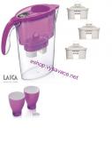 Filtrační konvice LAICA STREAM LINE FUCHSIA -fialová, sada filtru, dvě sklenice 